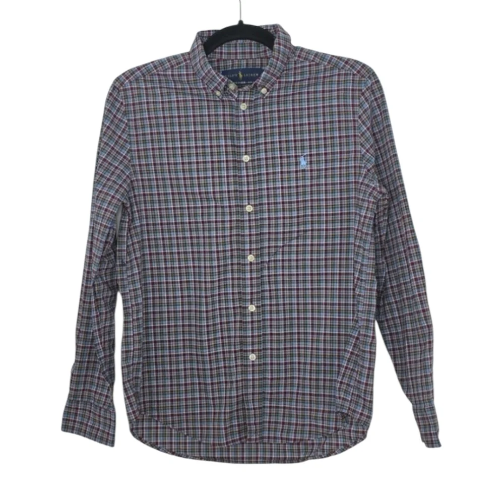 Ralph Lauren Natural‎ Stretch Shirt Boys L/G 14/16 Button Down Plaid Long Sleeve